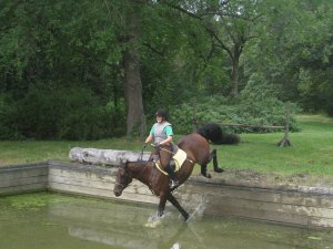 Anna drops into water just before the "mishap".  Note my excellent facial expression.