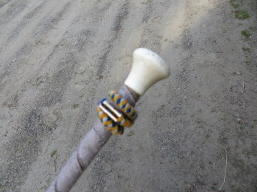 A hairband on a schooling whip.