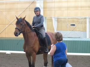 Dinah Rojek listens intently to Gallo, who worked on helping her really feel the beat of various musical selections.